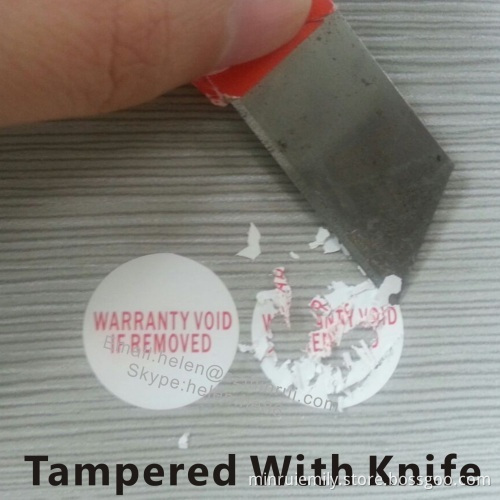 Tamper Proof Round Destructive Warranty Void Sticker,eggshell Paper Warranty Void If Removed Label Printing 